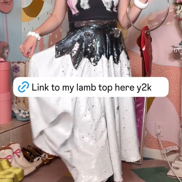 Batsheva rare : Black and white sequin skirt size 2-4 : XS - Picture 2 of 7